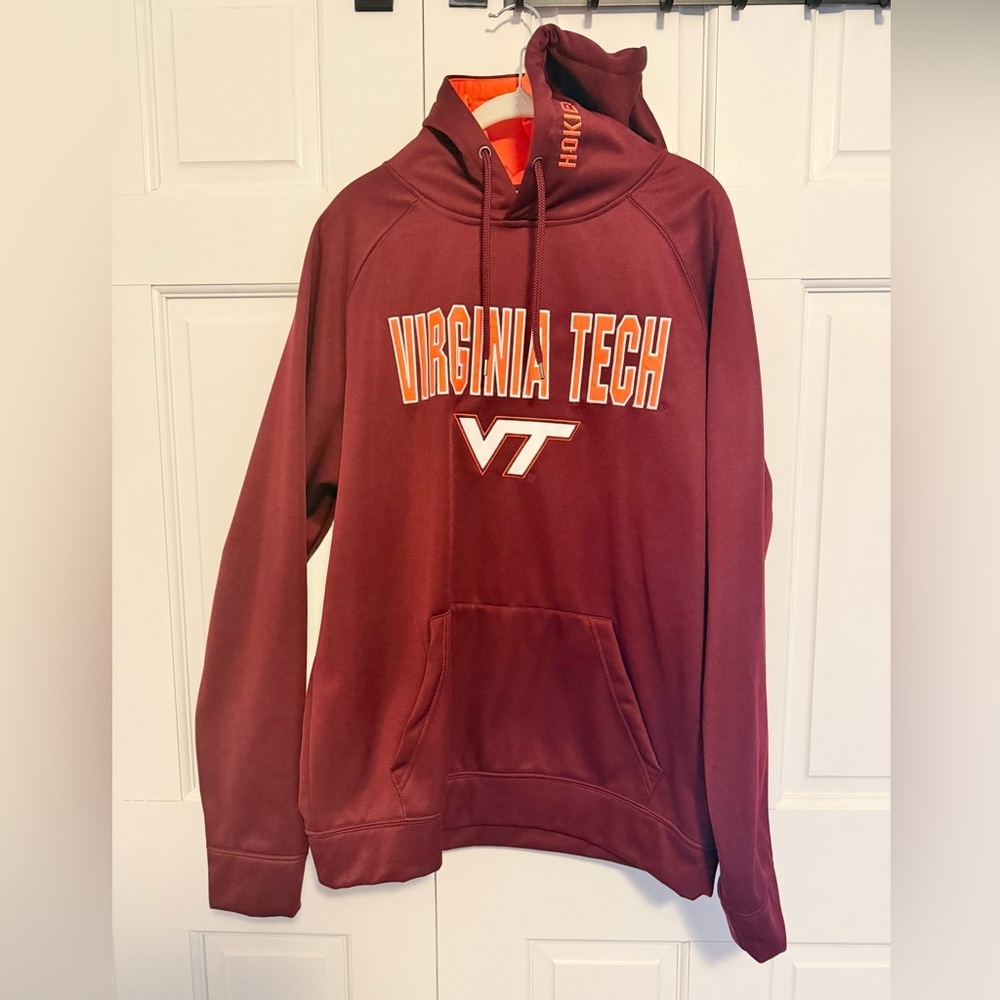 Virginia Tech Hokies Hoodie Men’s Size Large Maroon Pullover Sweatshirt